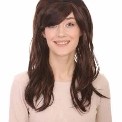 HPO Women's Superstar Dark Brown Long Wavy Womens Wig | Natural Looking Wavy Wig | Premium Breathable Capless Cap