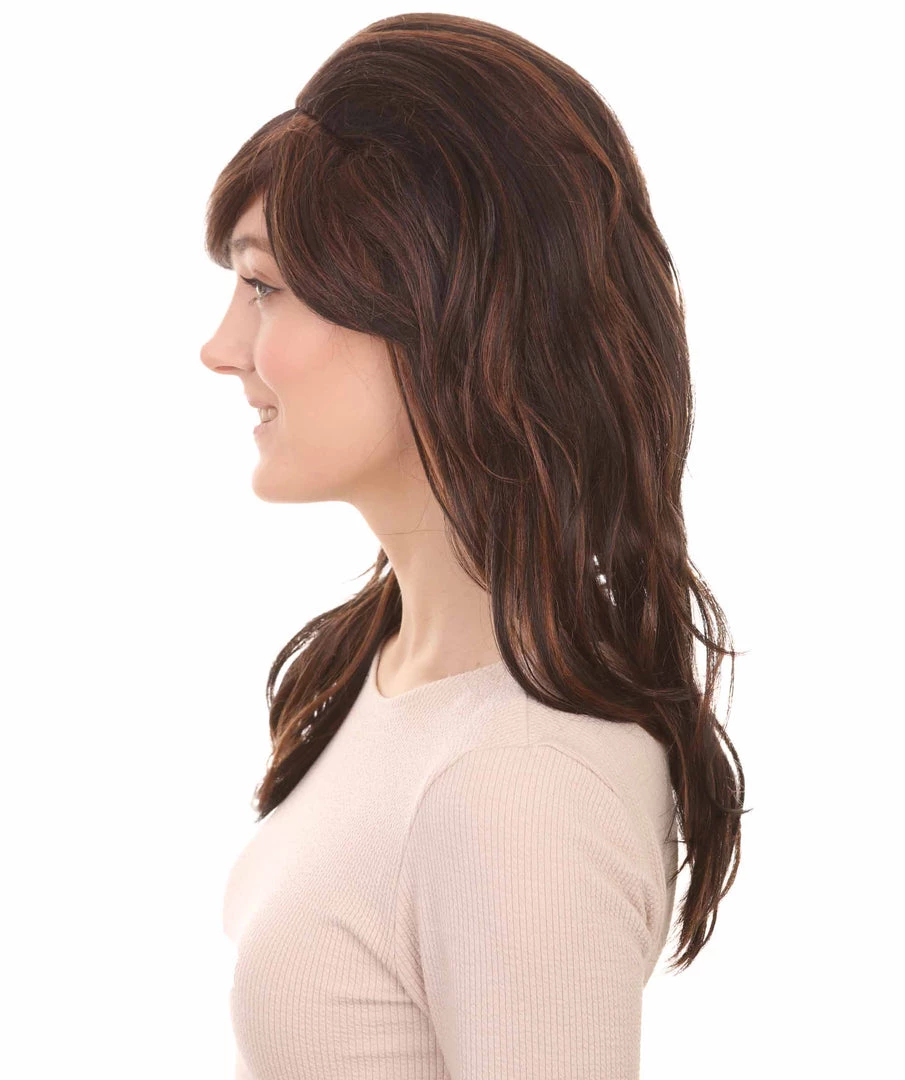 HPO Women's Superstar Dark Brown Long Wavy Womens Wig | Natural Looking Wavy Wig | Premium Breathable Capless Cap