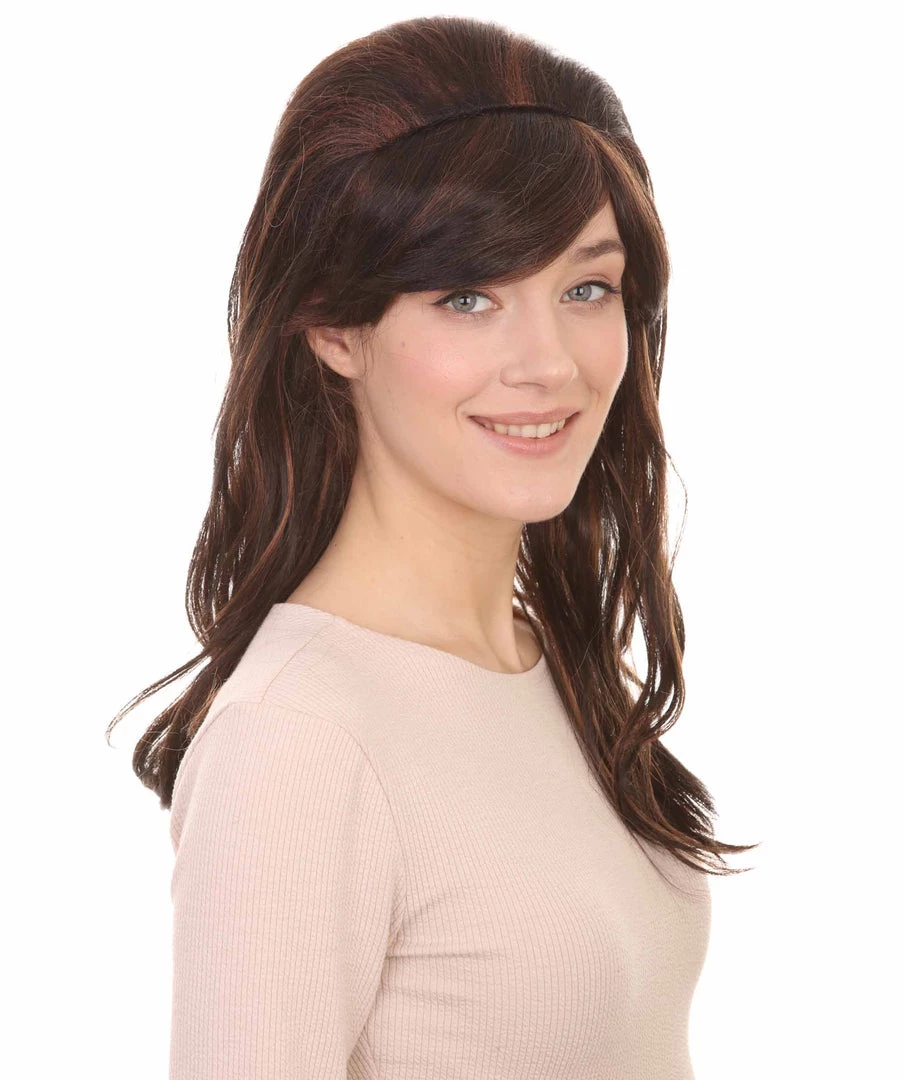 HPO Women's Superstar Dark Brown Long Wavy Womens Wig | Natural Looking Wavy Wig | Premium Breathable Capless Cap