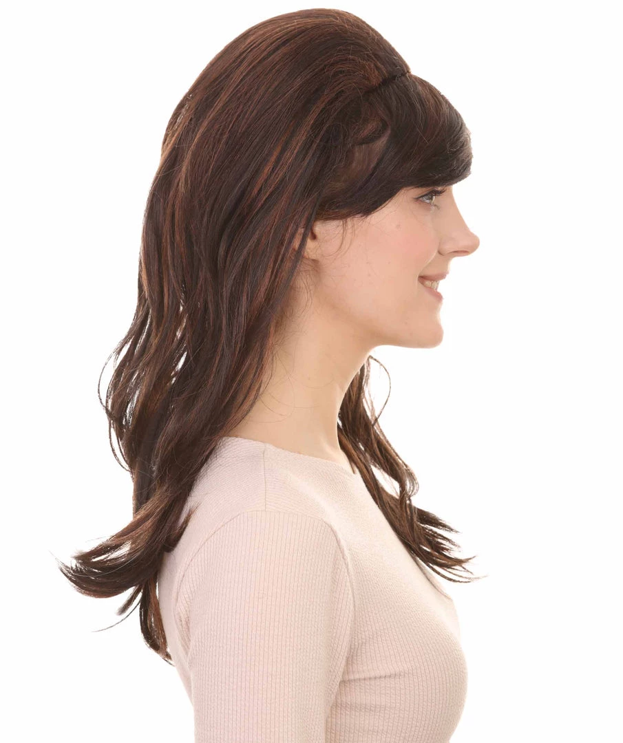 HPO Women's Superstar Dark Brown Long Wavy Womens Wig | Natural Looking Wavy Wig | Premium Breathable Capless Cap