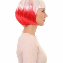 FLAGWIGS Poland Flag Sport Party Bob Wig | White Red Halloween Wig | Premium Breathable Capless Cap Women's