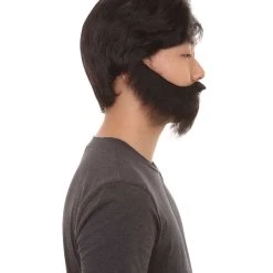 HPO Men's Men Black Wig With Full Beard Set | Cosplay Halloween Wig | Premium Breathable Capless Cap