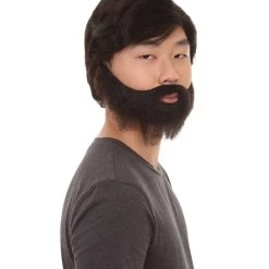HPO Men's Men Black Wig With Full Beard Set | Cosplay Halloween Wig | Premium Breathable Capless Cap