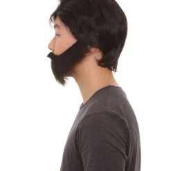 HPO Men's Men Black Wig With Full Beard Set | Cosplay Halloween Wig | Premium Breathable Capless Cap