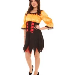 HPO Adult Women's Sexy Pirate Costume | Orange Cosplay Costume