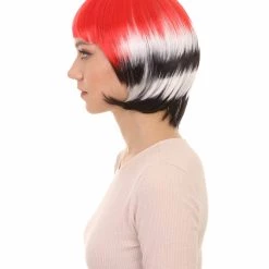 FLAGWIGS Women Patriotic South Korean Flag Bob Wig | Premium Breathable Capless Cap