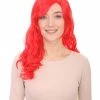 HPO Women's Mermaid Womens Wig | Red Curly Party Ready Fancy Cosplay Halloween Wig | Premium Breathable Capless Cap