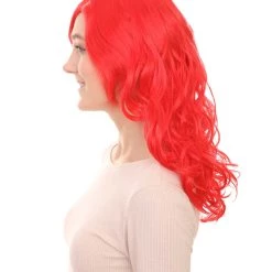 HPO Women's Mermaid Womens Wig | Red Curly Party Ready Fancy Cosplay Halloween Wig | Premium Breathable Capless Cap