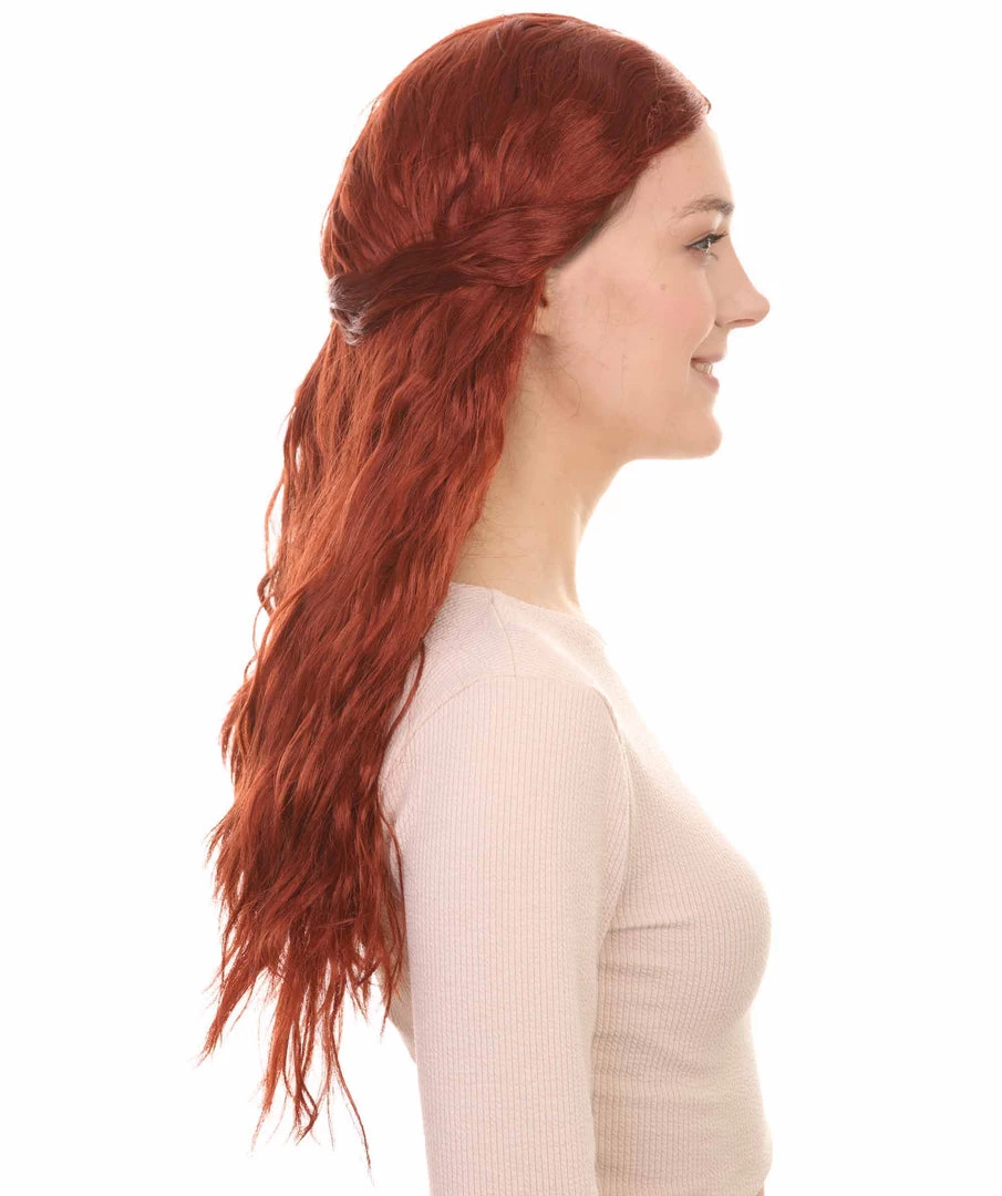 HPO Women's Comic Half-wavy Wig | Auburn Wigs | Premium Breathable Capless Cap