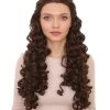 HPO Womens Medieval Princess Wig | Brown Historical Wigs | Premium Breathable Capless Cap