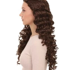 HPO Womens Medieval Princess Wig | Brown Historical Wigs | Premium Breathable Capless Cap