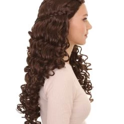 HPO Womens Medieval Princess Wig | Brown Historical Wigs | Premium Breathable Capless Cap