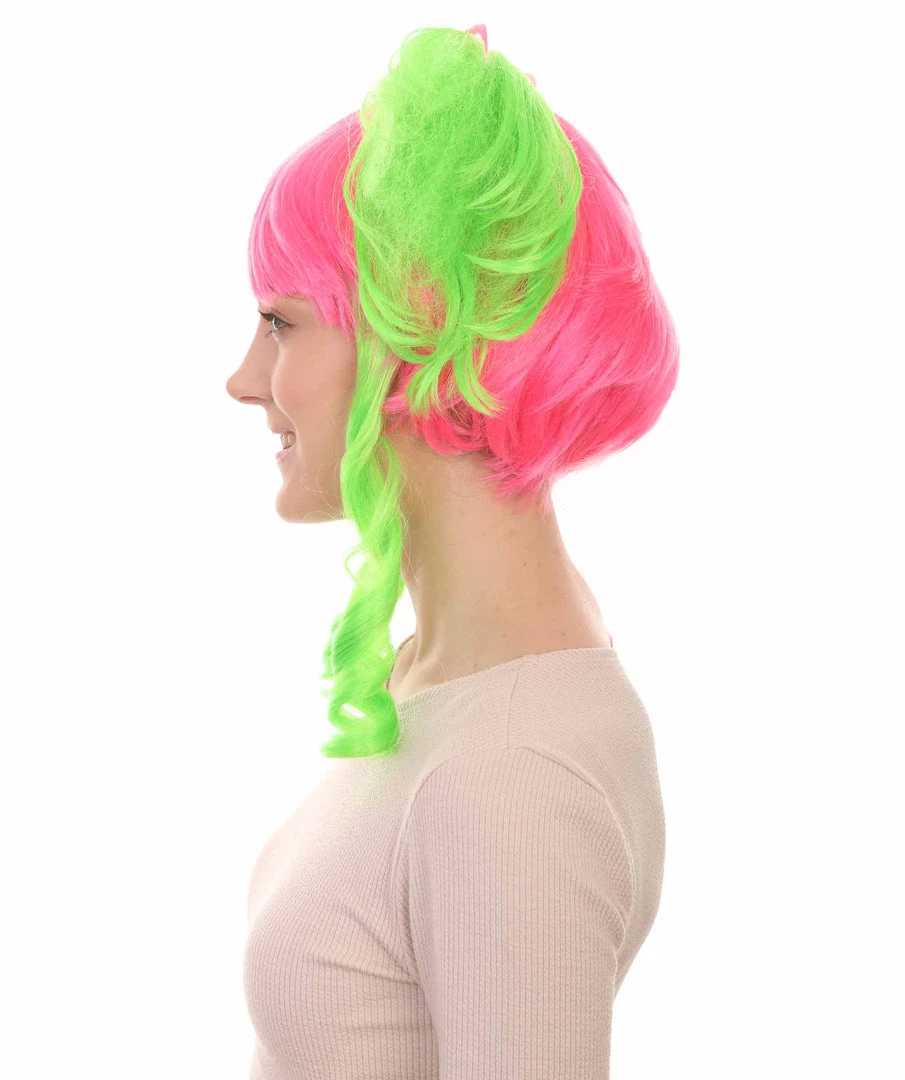 HPO Circus Sweetie Clown Womens Wig | Ping Green Party Event Ready Cosplay Halloween Wig | Premium Breathable Capless Cap