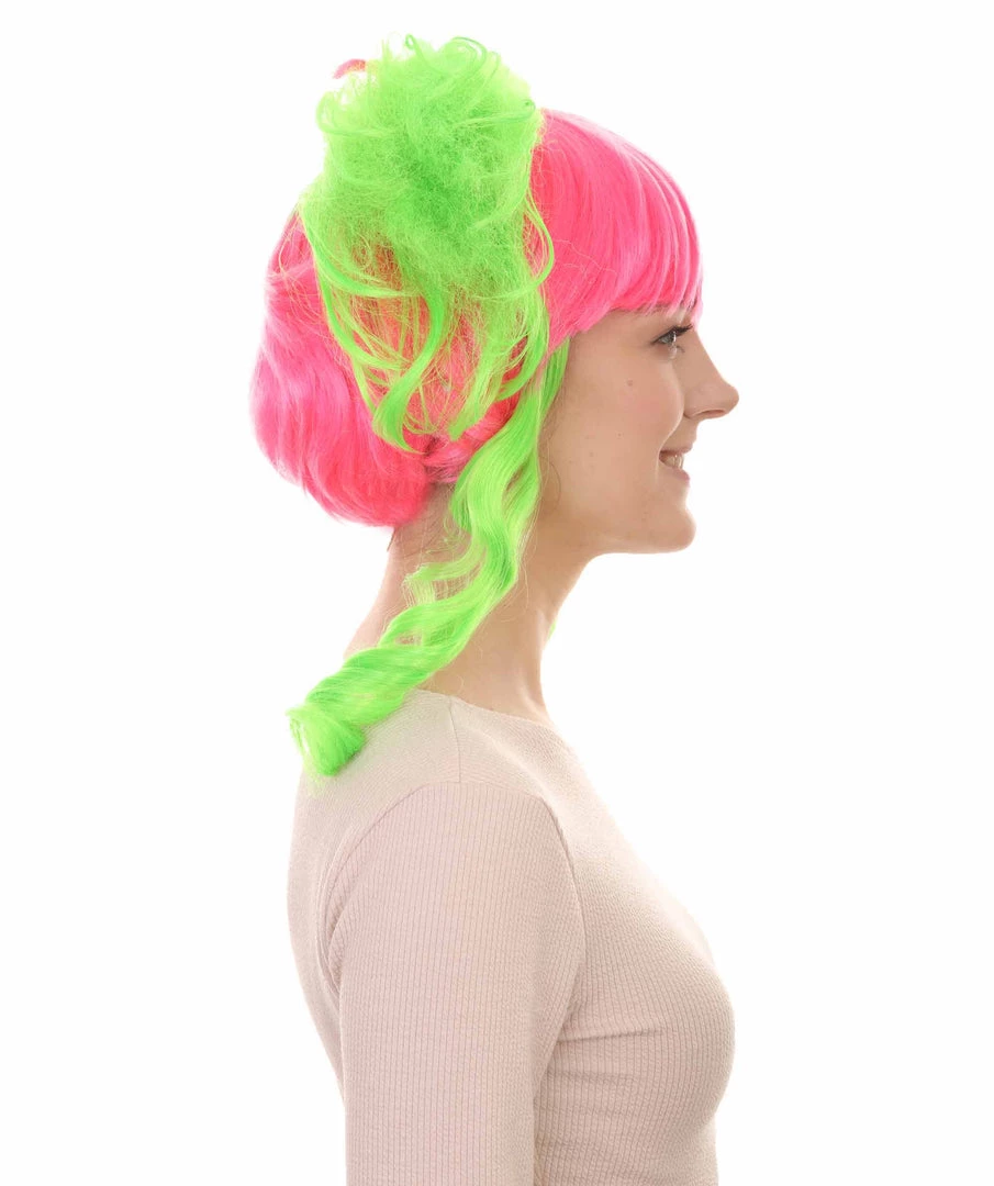HPO Circus Sweetie Clown Womens Wig | Ping Green Party Event Ready Cosplay Halloween Wig | Premium Breathable Capless Cap
