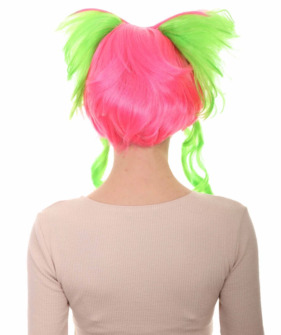 HPO Circus Sweetie Clown Womens Wig | Ping Green Party Event Ready Cosplay Halloween Wig | Premium Breathable Capless Cap
