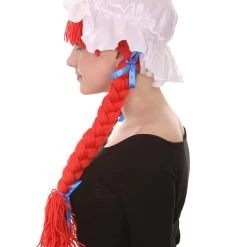 HPO Womens Braided Rag Doll Wig | Red Storybook & Fairytale Halloween Wigs