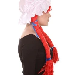 HPO Womens Braided Rag Doll Wig | Red Storybook & Fairytale Halloween Wigs