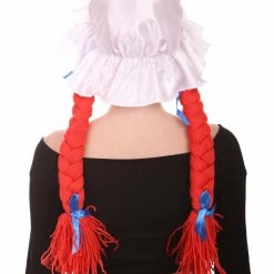 HPO Womens Braided Rag Doll Wig | Red Storybook & Fairytale Halloween Wigs