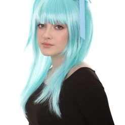 HPO Game Womens Wig | Light Blue Cosplay Wig | Premium Breathable Capless Cap Men's