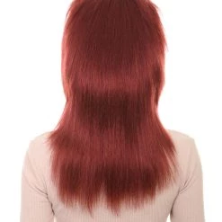 HPO 80s Dark Auburn Rock Diva Womens Wig | Long Cosplay Halloween Wig | Premium Breathable Capless Cap Men's