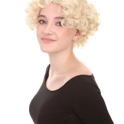 HPO Sexy Womens Wig | Curly Blonde Short Celebrity Wig | Premium Breathable Capless Cap