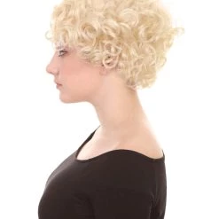HPO Sexy Womens Wig | Curly Blonde Short Celebrity Wig | Premium Breathable Capless Cap