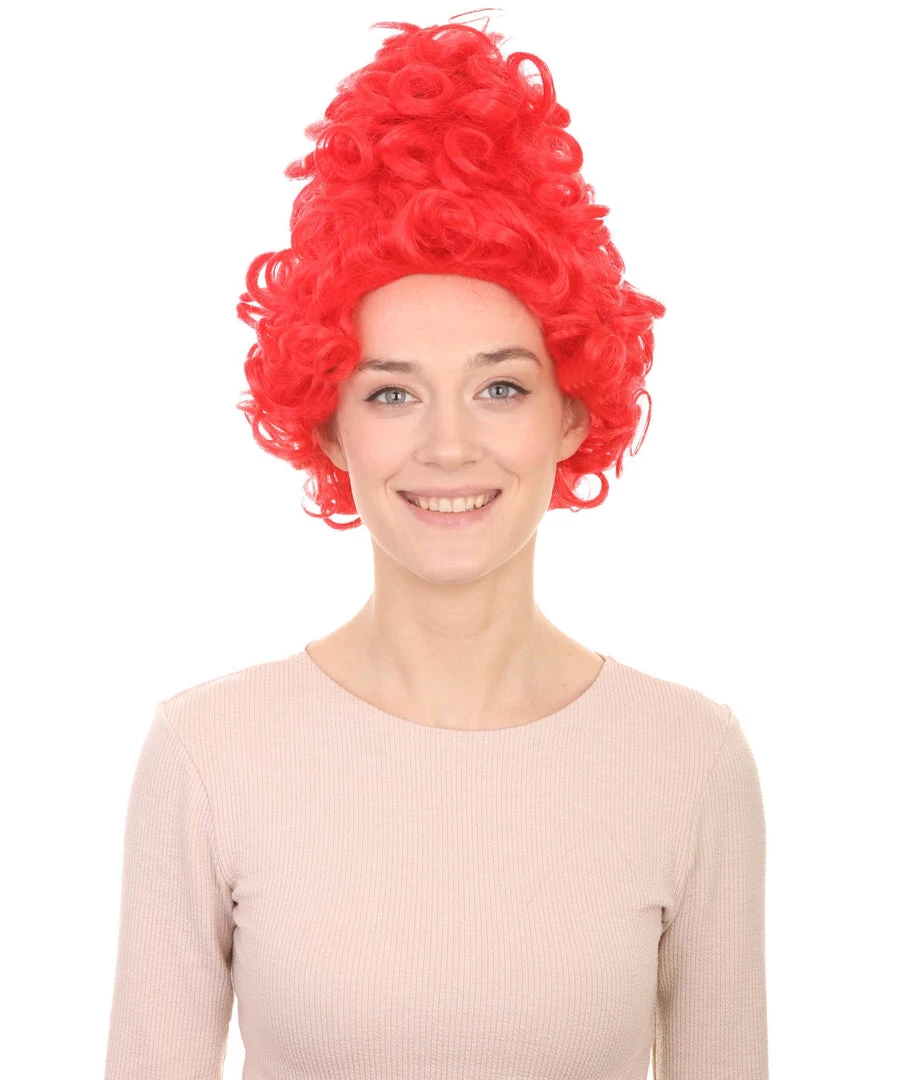 HPO Women's Red Curly Queen Womens Wig | All Back Super Size Cosplay Wig | Premium Breathable Capless Cap