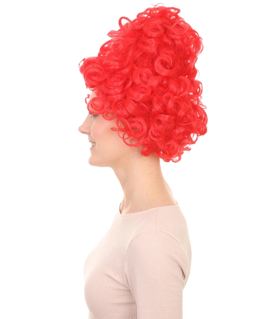 HPO Women's Red Curly Queen Womens Wig | All Back Super Size Cosplay Wig | Premium Breathable Capless Cap