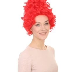 HPO Women's Red Curly Queen Womens Wig | All Back Super Size Cosplay Wig | Premium Breathable Capless Cap
