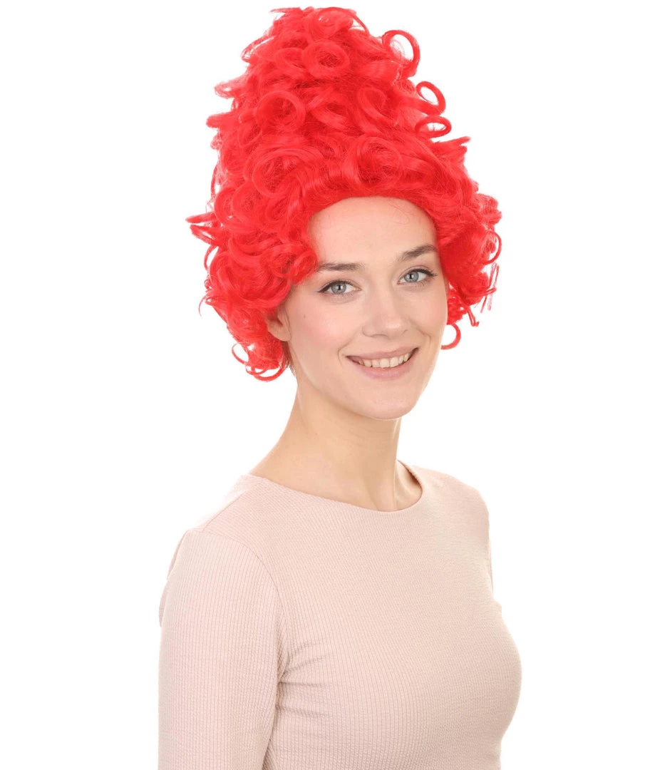 HPO Women's Red Curly Queen Womens Wig | All Back Super Size Cosplay Wig | Premium Breathable Capless Cap