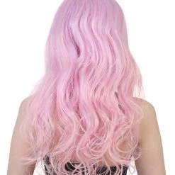 HPO Men's Long Wavy Blue And White Ombre Womens Wig | Fancy Party Event Ready Halloween Wig | Premium Breathable Capless Cap