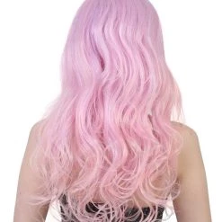 HPO Women's Long Women Wig | Wavy Pink And Purple Ombre Wig | Premium Breathable Capless Cap