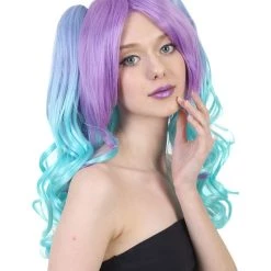 HPO Men's Allure Wavy Purple Blue Womens Wig | Cosplay Halloween Wig | Premium Breathable Capless Cap