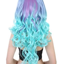 HPO Men's Allure Wavy Purple Blue Womens Wig | Cosplay Halloween Wig | Premium Breathable Capless Cap