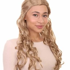 HPO Men's Womens Renaissance Wig | Long Blond Braided Wig | Premium Breathable Capless Cap