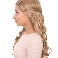 HPO Men's Womens Renaissance Wig | Long Blond Braided Wig | Premium Breathable Capless Cap