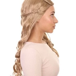 HPO Men's Womens Renaissance Wig | Long Blond Braided Wig | Premium Breathable Capless Cap