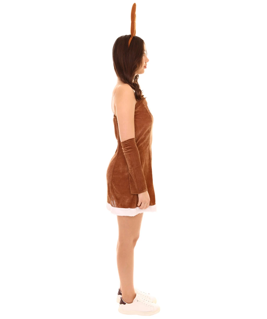 HPO Adult Women's Fever Hot Reindeer Holiday Costume | Brown Cosplay Costume