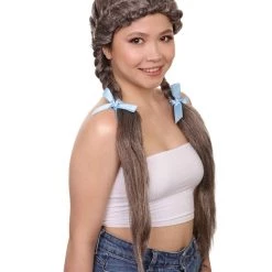 HPO Womens Kansas Farm Girl Wig | CowGirl Traditional Braided Halloween Wig | Premium Breathable Capless Cap Women's