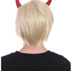 HPO President II Wig W/ Red Sequined Devil Horns | Blonde Short Wig | Premium Breathable Capless Cap SALE