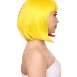 FLAGWIGS Colombia Flag Sport Party Bob Wig | Patriotic Character Cosplay Halloween Wig | Premium Breathable Capless Cap
