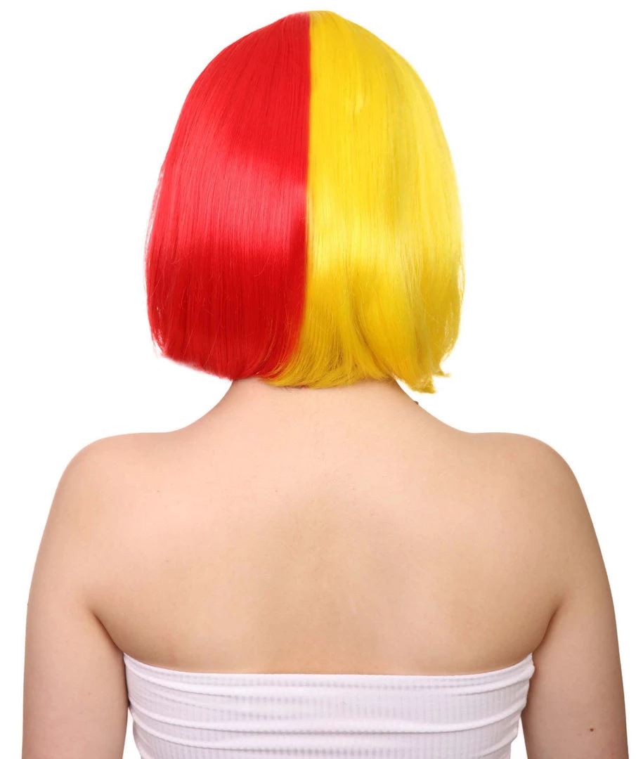 FLAGWIGS Colombia Flag Sport Party Bob Wig | Patriotic Character Cosplay Halloween Wig | Premium Breathable Capless Cap
