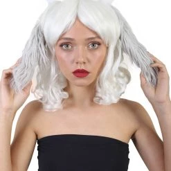 BC Undertale Asriel Wig W/ Horns | White Cosplay Wig | Premium Breathable Capless Cap