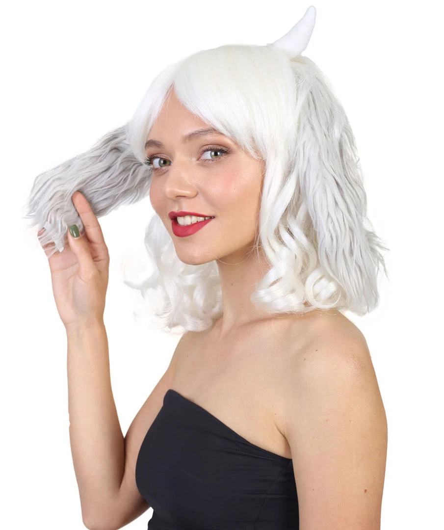 BC Undertale Asriel Wig W/ Horns | White Cosplay Wig | Premium Breathable Capless Cap