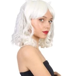 BC Undertale Asriel Wig W/ Horns | White Cosplay Wig | Premium Breathable Capless Cap