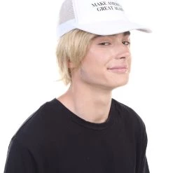 HPO President II Mens Wig W/ Make America Great Again Hat | Blonde Wig | Premium Breathable Capless Cap