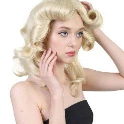HPO Men's Womens Goddess Wig | Blonde Medium Halloween Wig | Premium Breathable Capless Cap