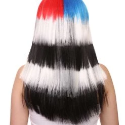 FLAGWIGS Women's South Korea Flag Sport Party Long Bob Wig | Premium Breathable Capless Cap