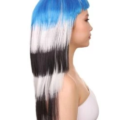 FLAGWIGS Women's South Korea Flag Sport Party Long Bob Wig | Premium Breathable Capless Cap