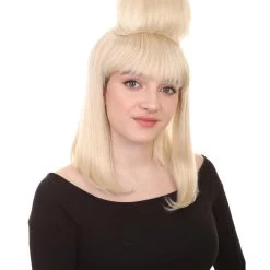 HPO Womens Prom Queen Nightmare Wig | Blond Princess Wig With Bun | Premium Breathable Capless Cap
